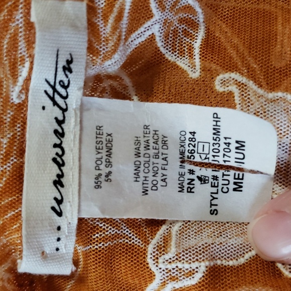 Unwritten M Floral Sheer Kimono Mesh Crochet Orange White Medium - Picture 4 of 4